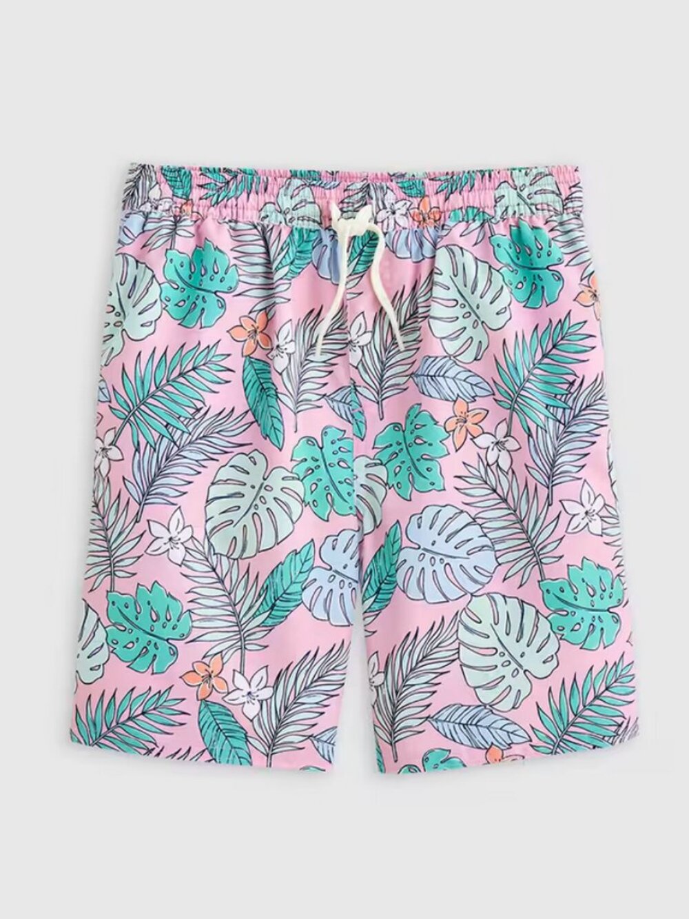 Quince Kids Size 12 (XL) Pink Tropical Leaf & Floral Swim Trunks for Kids
